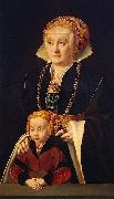 Barthel Bruyn Portrait of a Lady with her daughter oil painting on canvas